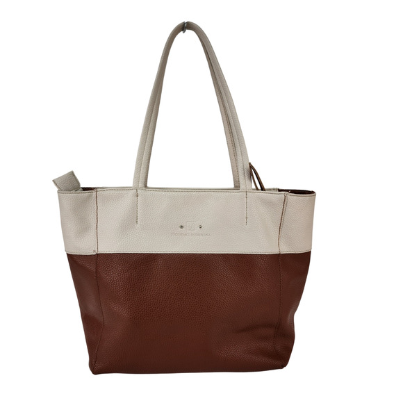 Stone Mountain Leather Purse 11x11x4 Nutmeg Brown White Pebbled Shoulder Bag - Picture 2 of 16